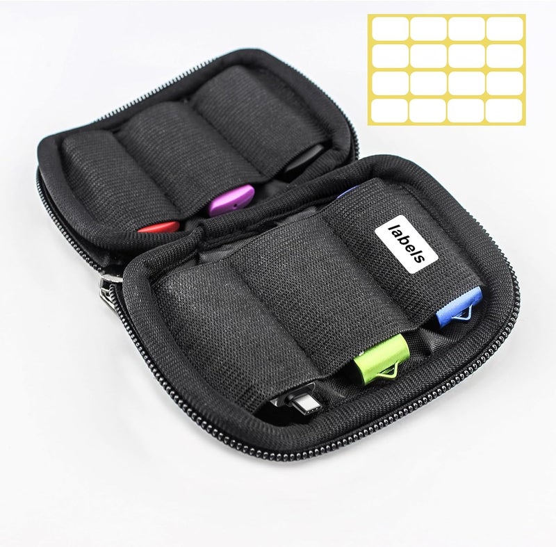 WesData Flash Drive Case - USB Holder, Storage Bag for Thumb Drives, Lightweight, Protects & Stores Small Items, 6 Slots, Black - Image 2